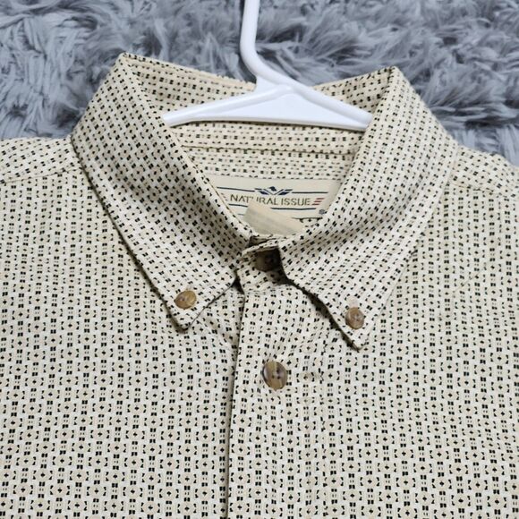 Natural Issue Shirt Mens Medium Button Down Up Cotton Tan‎ Dots Hawaiian - Picture 3 of 11